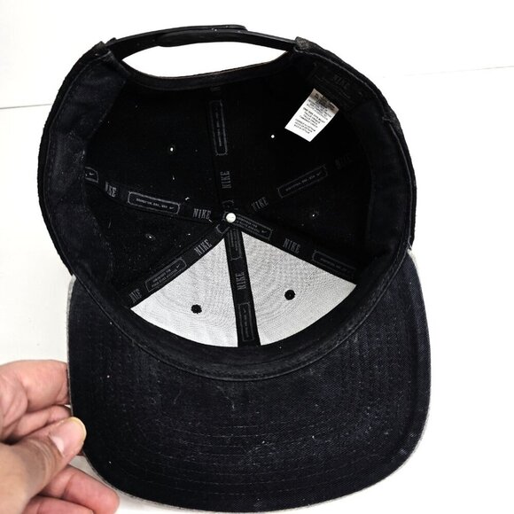 Vintage Y2K Nike Just Do it Snap Large Patch SnapBack Hat Grey Black - Picture 7 of 10